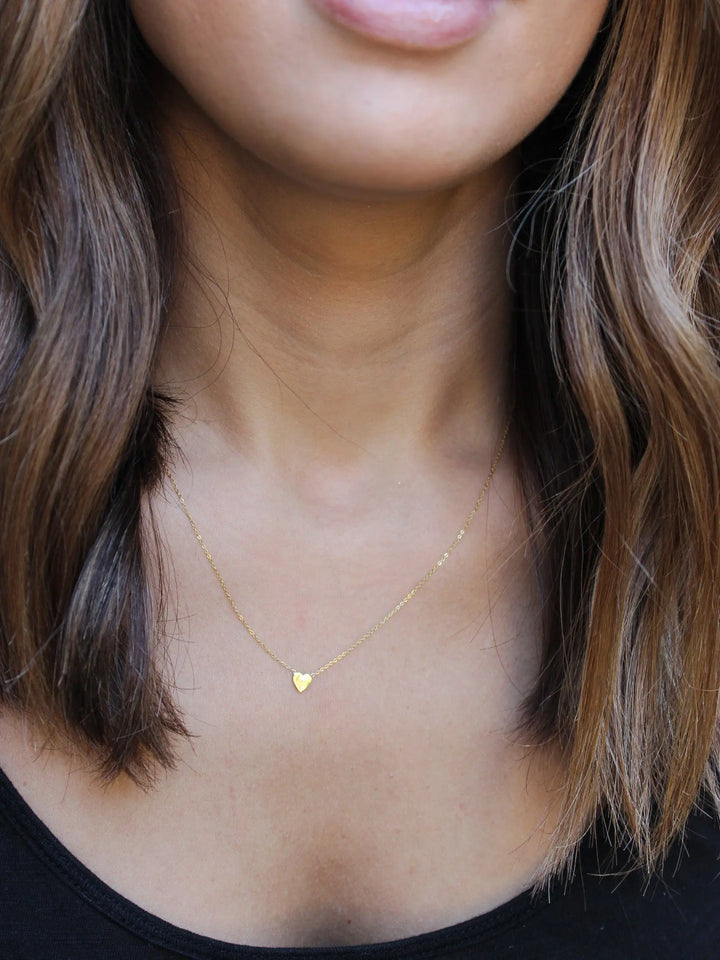 Tiny heart pendant necklace in solid 14k gold | The Gentle Pit