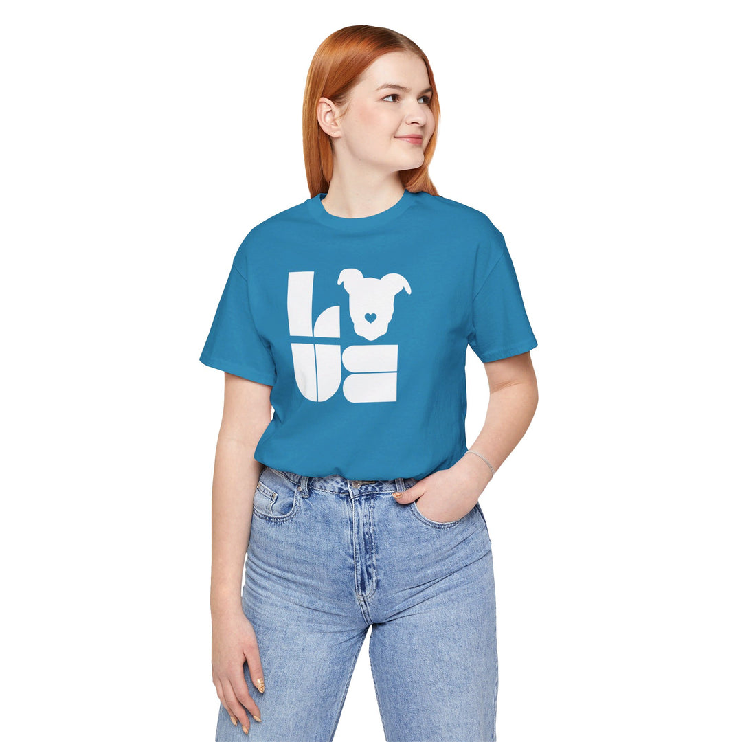 LOVE White Print Design - Unisex Jersey Short Sleeve Tee