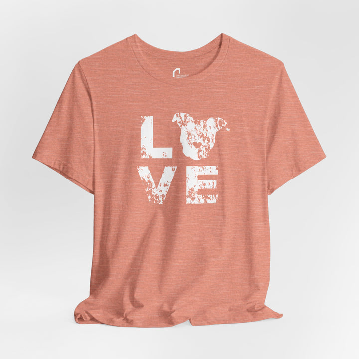 Distressed LOVE White Print Unisex Short Sleeve T-shirt