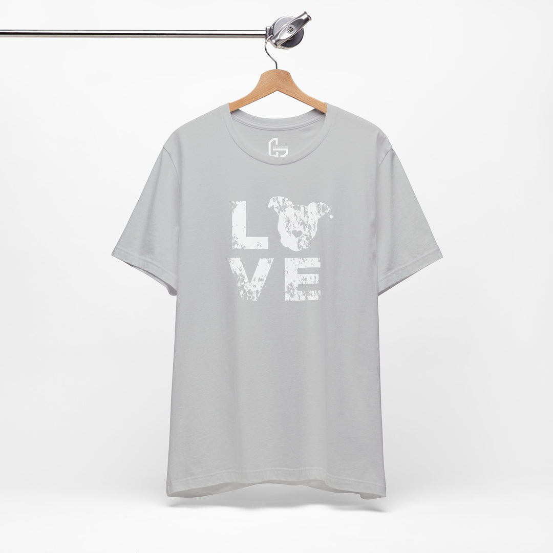 Distressed LOVE White Print Unisex Short Sleeve T-shirt