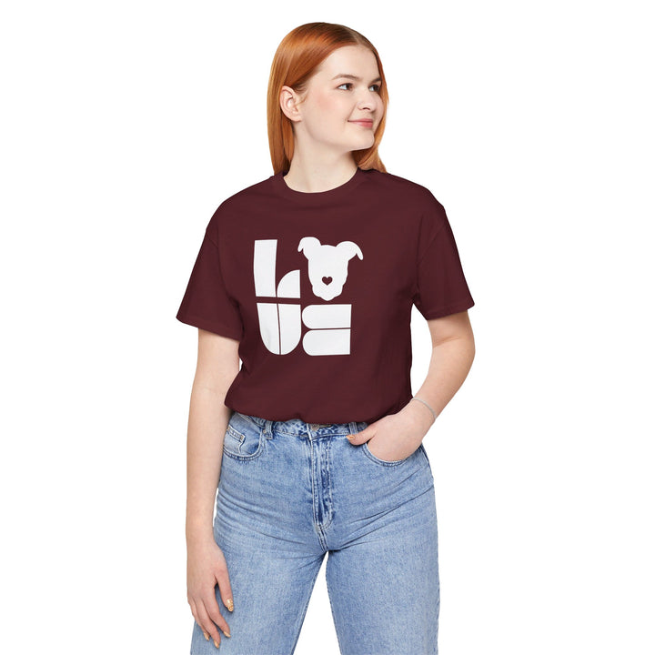 LOVE White Print Design - Unisex Jersey Short Sleeve Tee