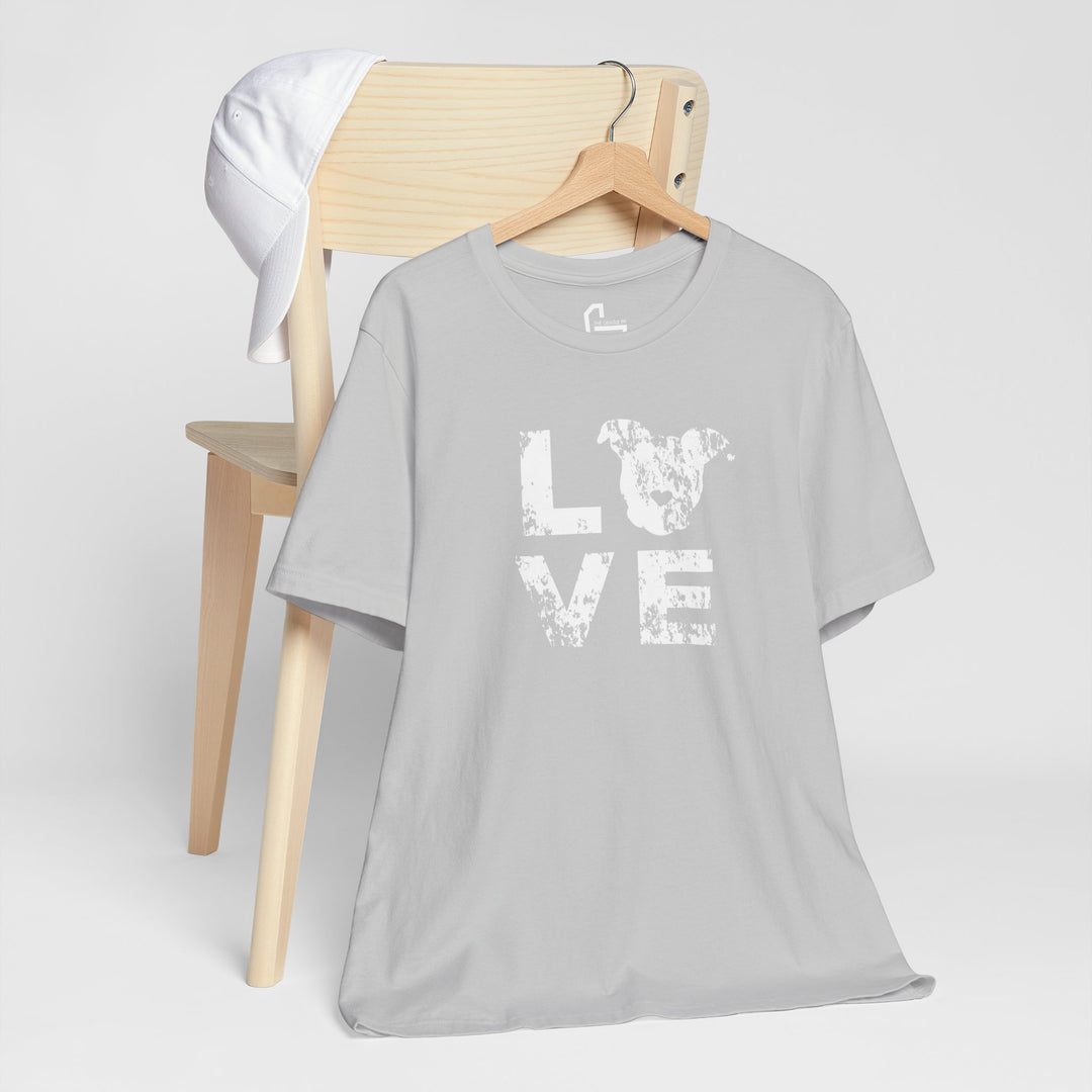 Distressed LOVE White Print Unisex Short Sleeve T-shirt