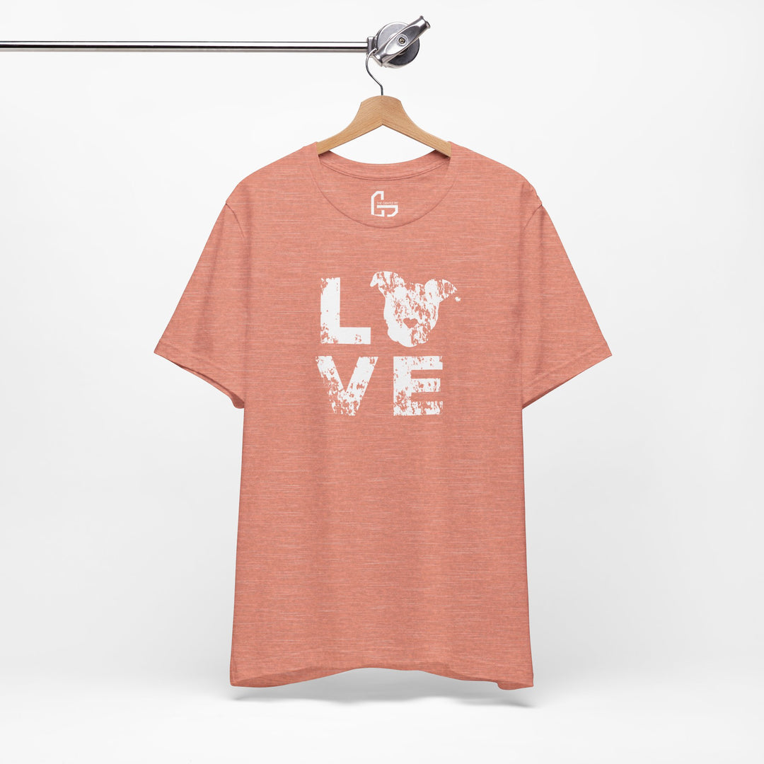 Distressed LOVE White Print Unisex Short Sleeve T-shirt