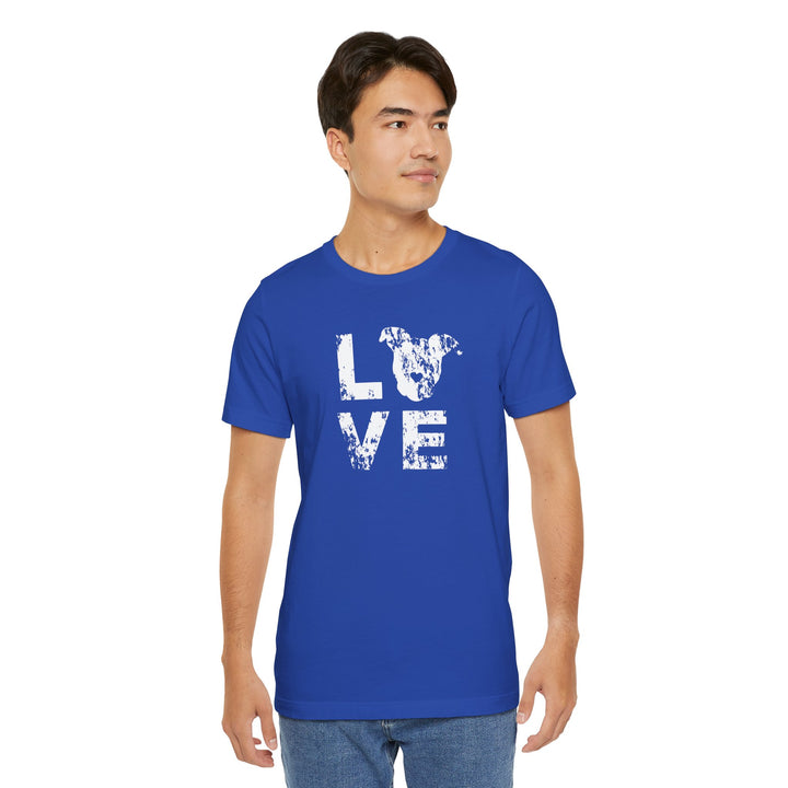 Distressed LOVE White Print Unisex Short Sleeve T-shirt