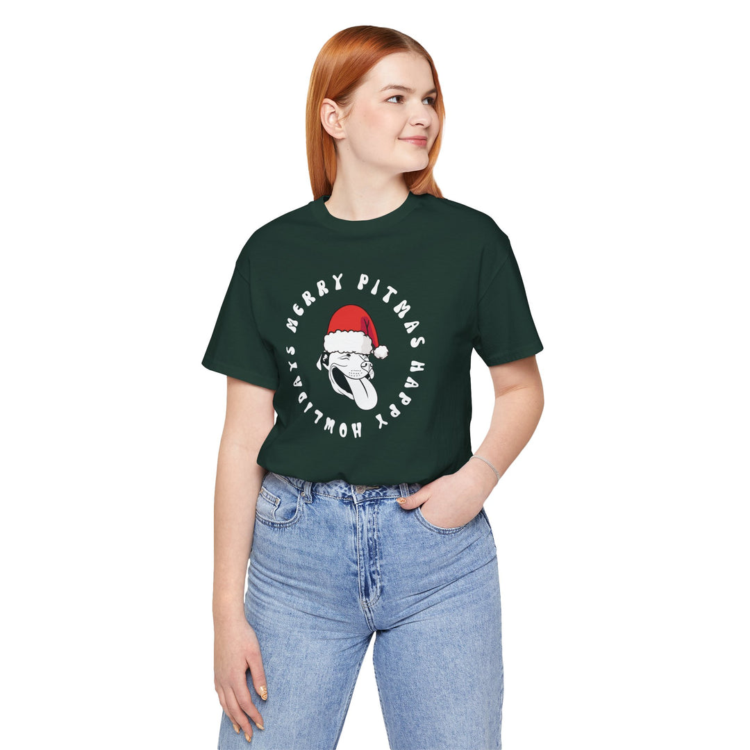 Merry Pitmas & Happy Howlidays Unisex Short Sleeve T-shirt