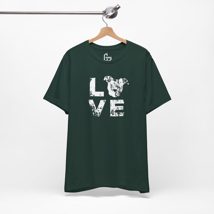 Distressed LOVE White Print Unisex Short Sleeve T-shirt