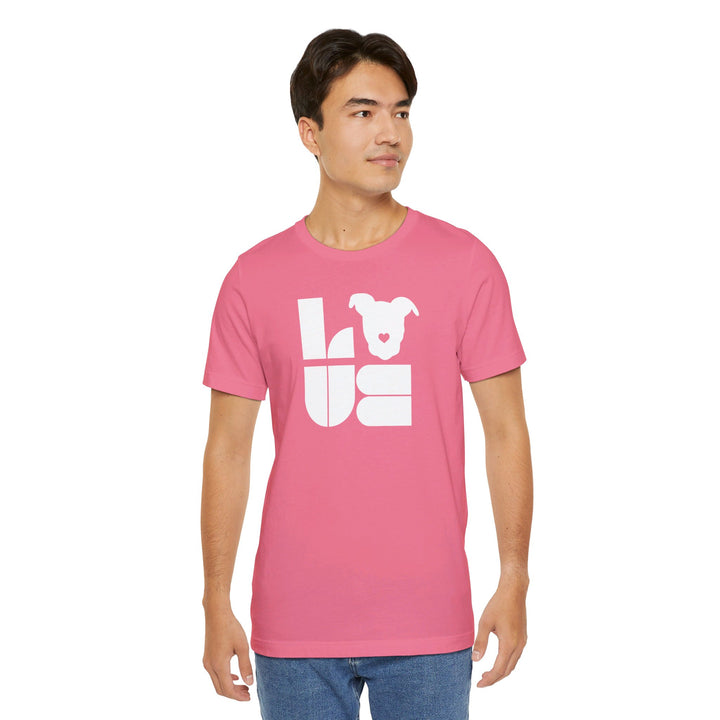 LOVE White Print Design - Unisex Jersey Short Sleeve Tee