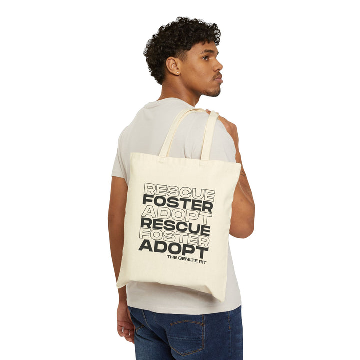 Rescue Foster Adopt Stacked Cotton Canvas Tote Bag