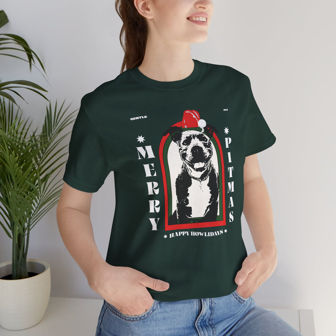 Merry Pitmas & Happy Howlidays Unisex Short Sleeve T-Shirt