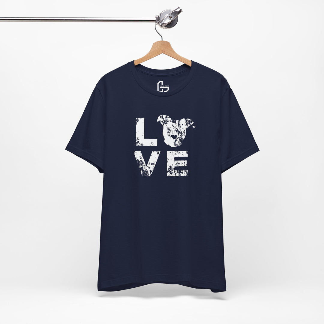 Distressed LOVE White Print Unisex Short Sleeve T-shirt