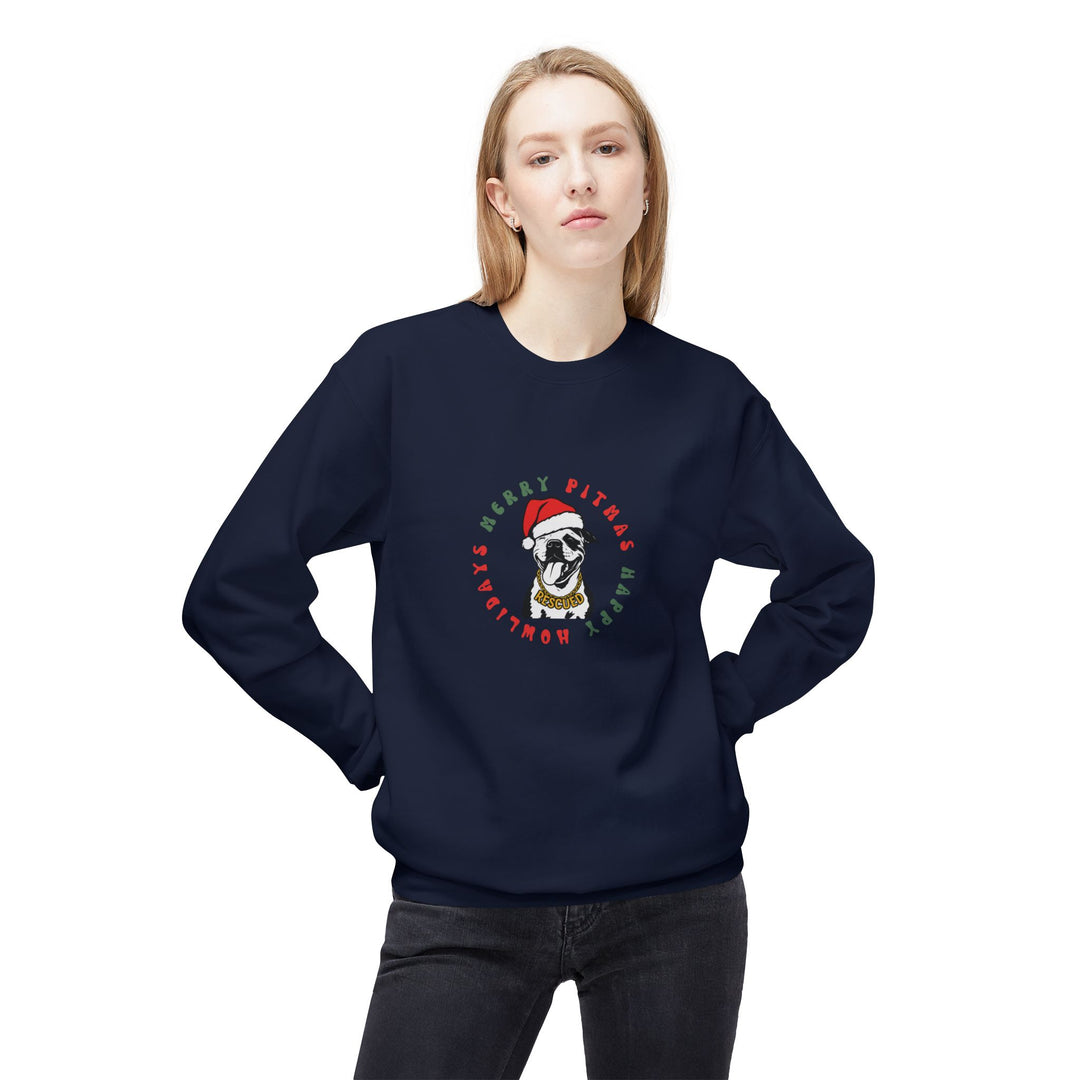 Merry Pitmas & Happy Howlidays Softstyle Fleece Crewneck Sweatshirt