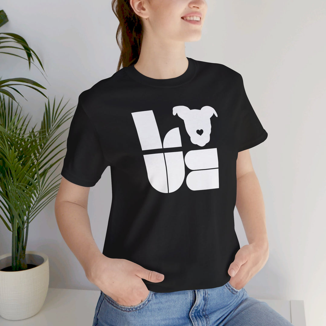 LOVE White Print Design - Unisex Jersey Short Sleeve Tee