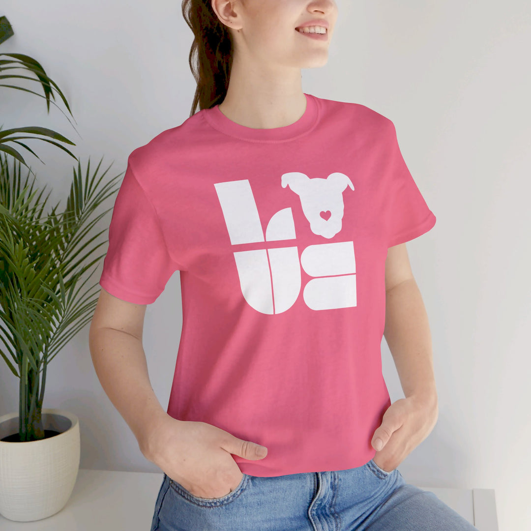 LOVE White Print Design - Unisex Jersey Short Sleeve Tee