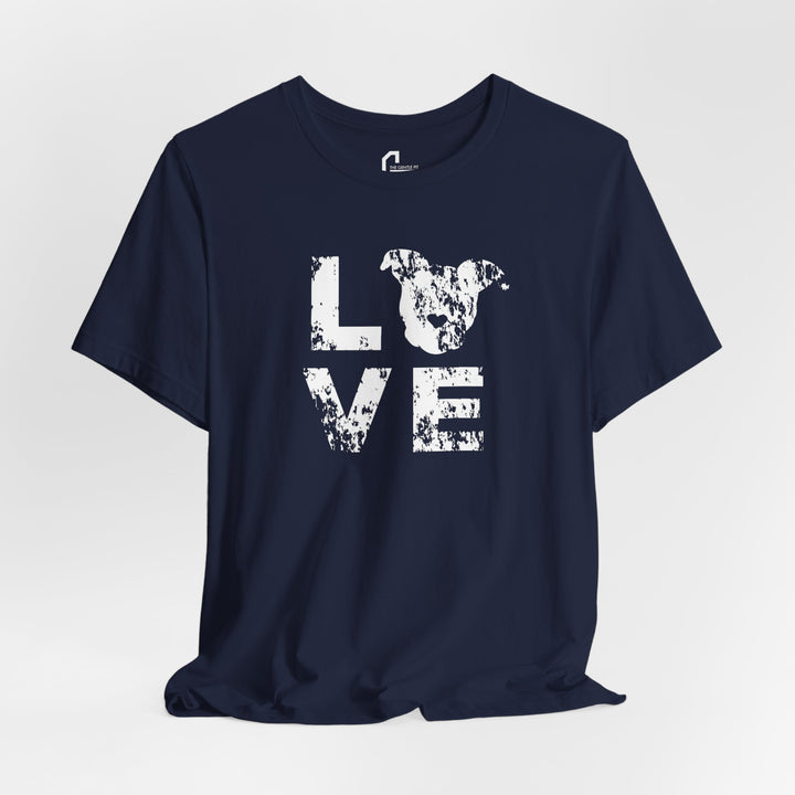 Distressed LOVE White Print Unisex Short Sleeve T-shirt