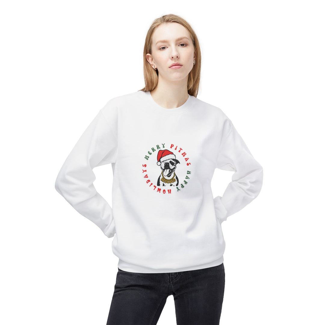 Merry Pitmas & Happy Howlidays Softstyle Fleece Crewneck Sweatshirt