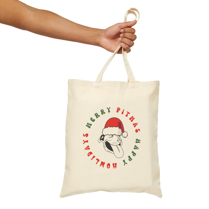 Merry Pitmas & Happy Howlidays Cotton Canvas Tote Bag