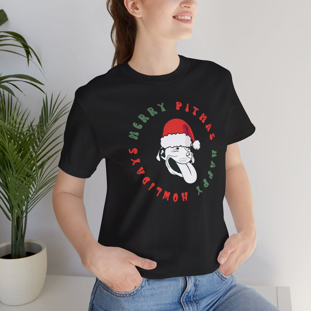 Merry Pitmas & Happy Howlidays Unisex Short Sleeve T-shirt