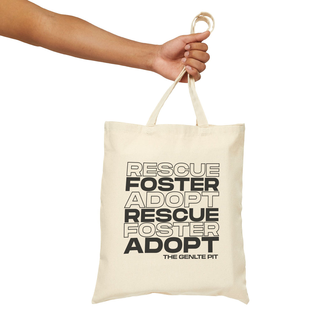 Rescue Foster Adopt Stacked Cotton Canvas Tote Bag