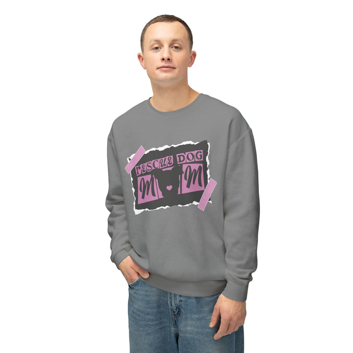 Rescue Dog Mom Paper Style Unisex Premium Sweatshirt