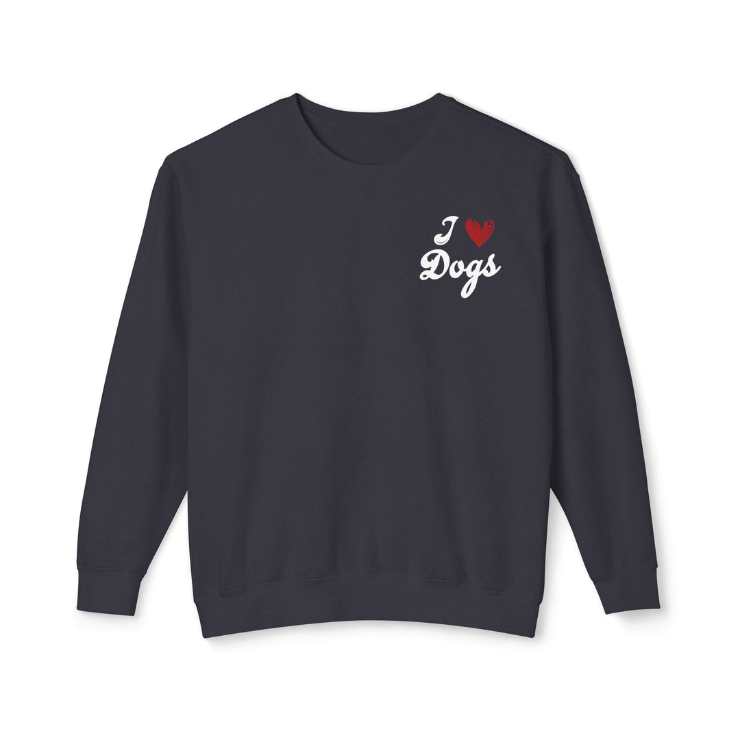 I Love Dogs Chest Emblem Crew Neck Sweatshirt