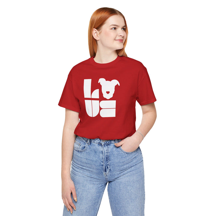 LOVE White Print Design - Unisex Jersey Short Sleeve Tee