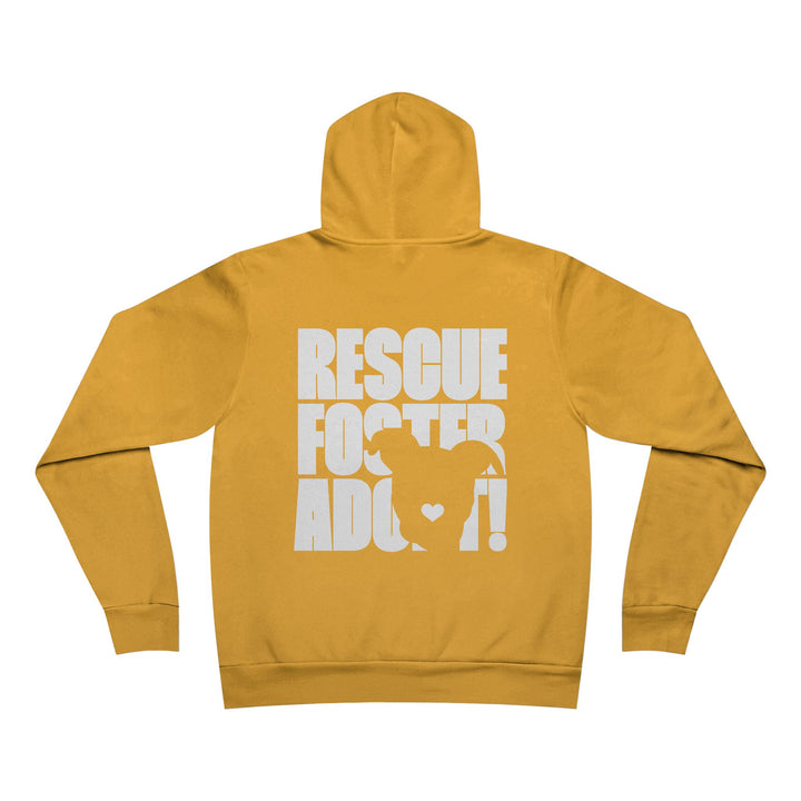 Rescue.Foster.Adopt V3 White Text (Back Design) - Unisex Sponge Fleece Pullover Hoodie