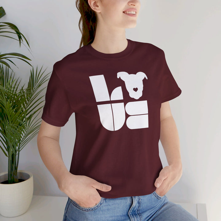 LOVE White Print Design - Unisex Jersey Short Sleeve Tee