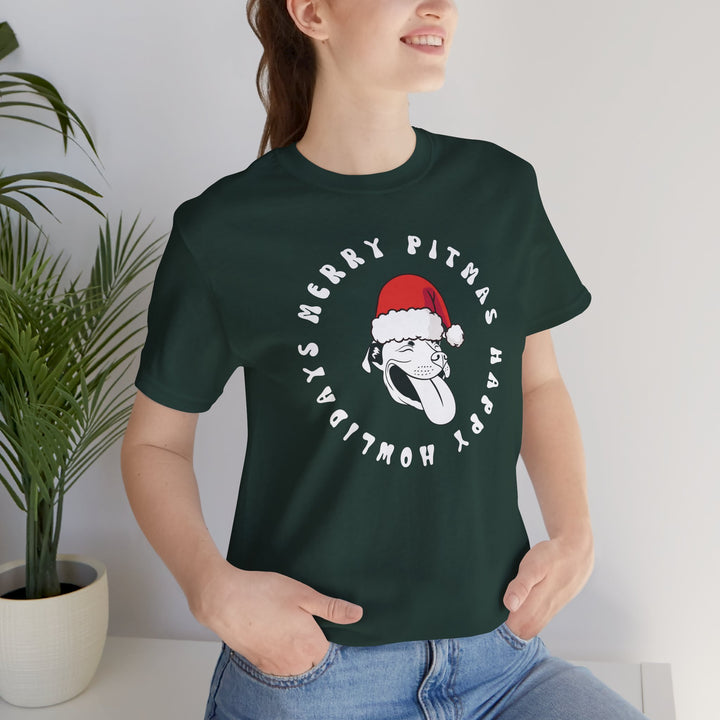 Merry Pitmas & Happy Howlidays Unisex Short Sleeve T-shirt