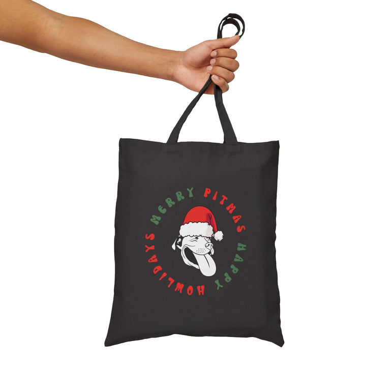 Merry Pitmas & Happy Howlidays Cotton Canvas Tote Bag