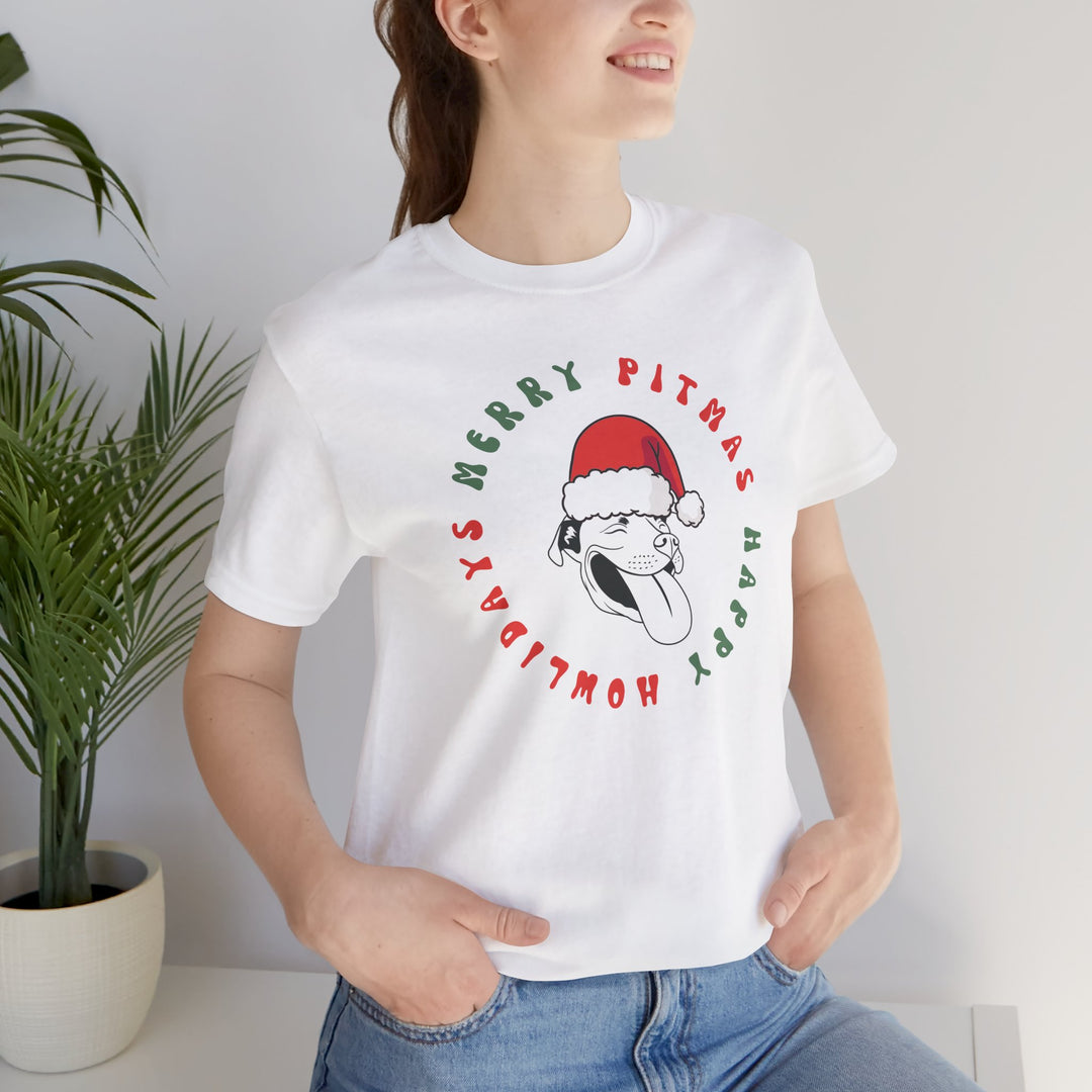 Merry Pitmas & Happy Howlidays Unisex Short Sleeve T-shirt