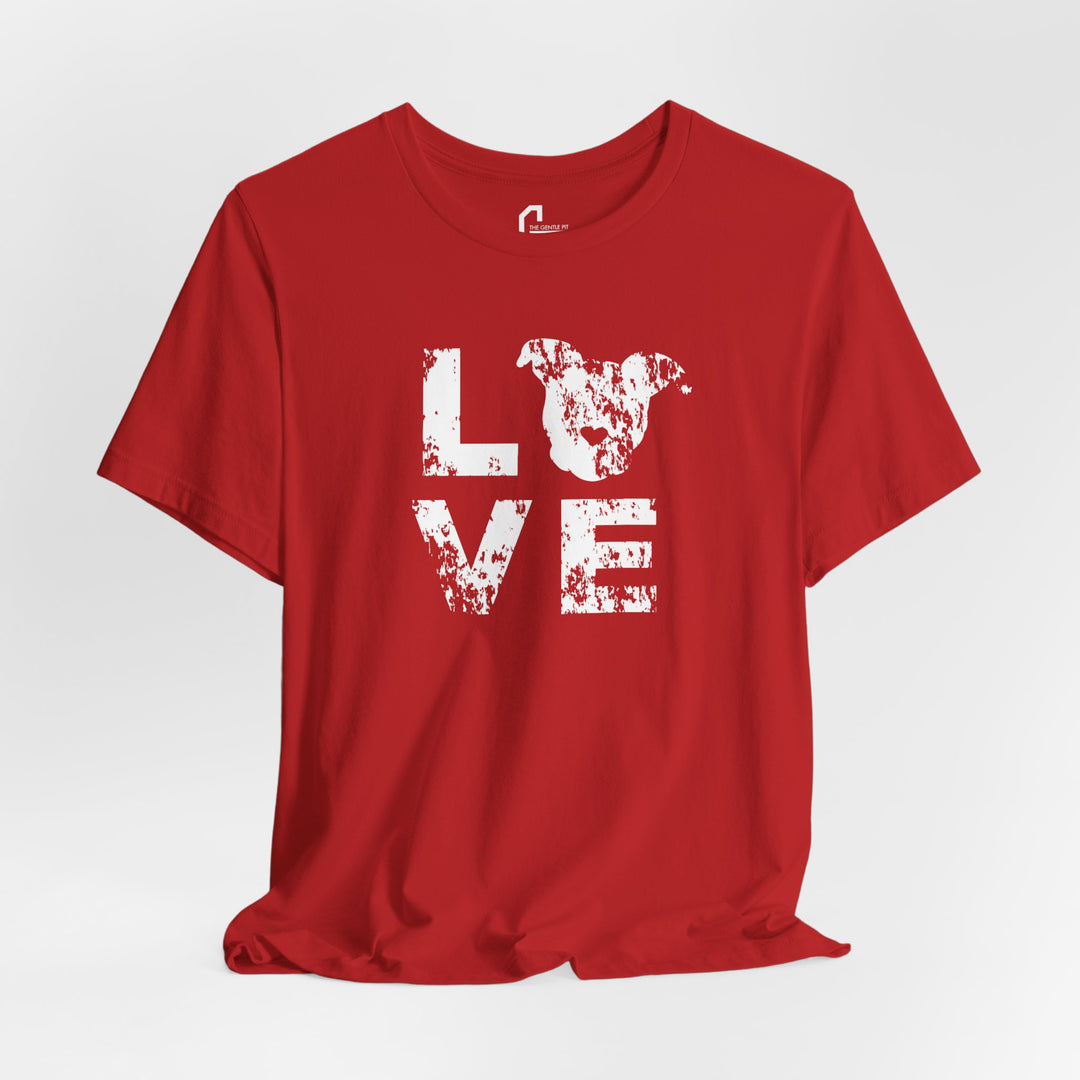 Distressed LOVE White Print Unisex Short Sleeve T-shirt