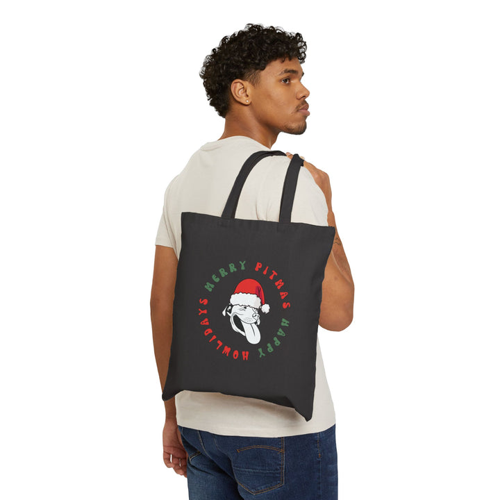 Merry Pitmas & Happy Howlidays Cotton Canvas Tote Bag