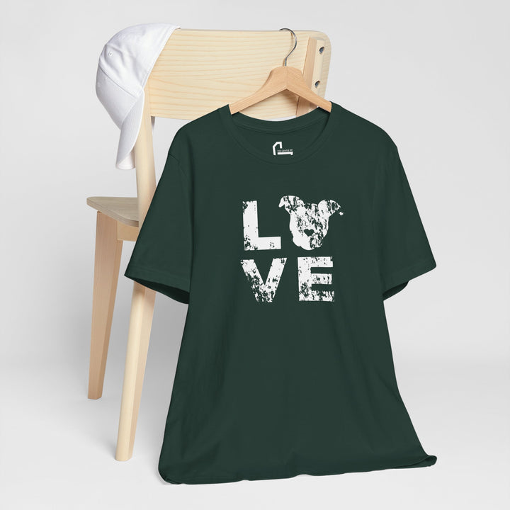 Distressed LOVE White Print Unisex Short Sleeve T-shirt