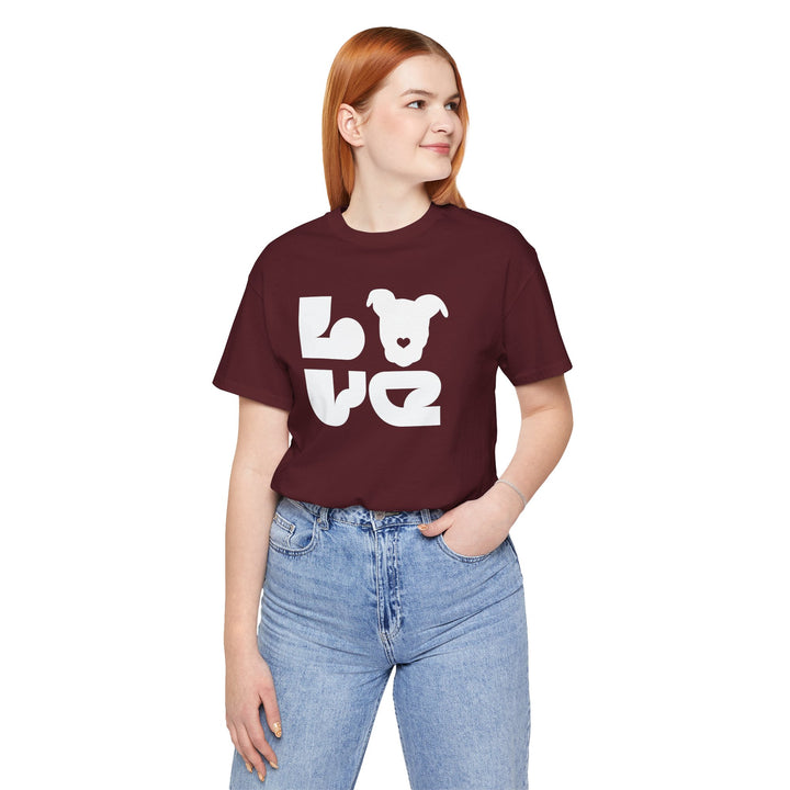 LOVE White Print Design - Unisex Jersey Tee