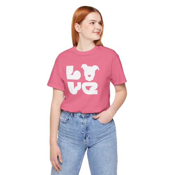 LOVE White Print Design - Unisex Jersey Tee