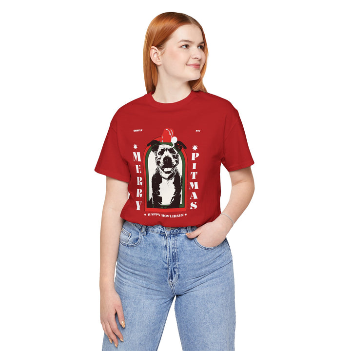 Merry Pitmas & Happy Howlidays Unisex Short Sleeve T-Shirt