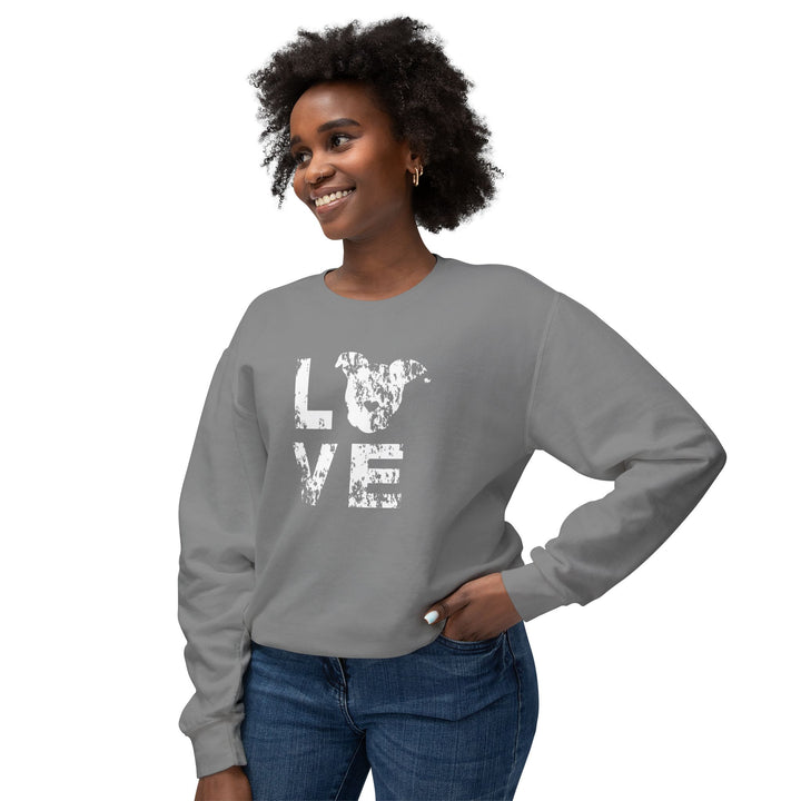 LOVE Distressed Print Unisex Premium Sweatshirt