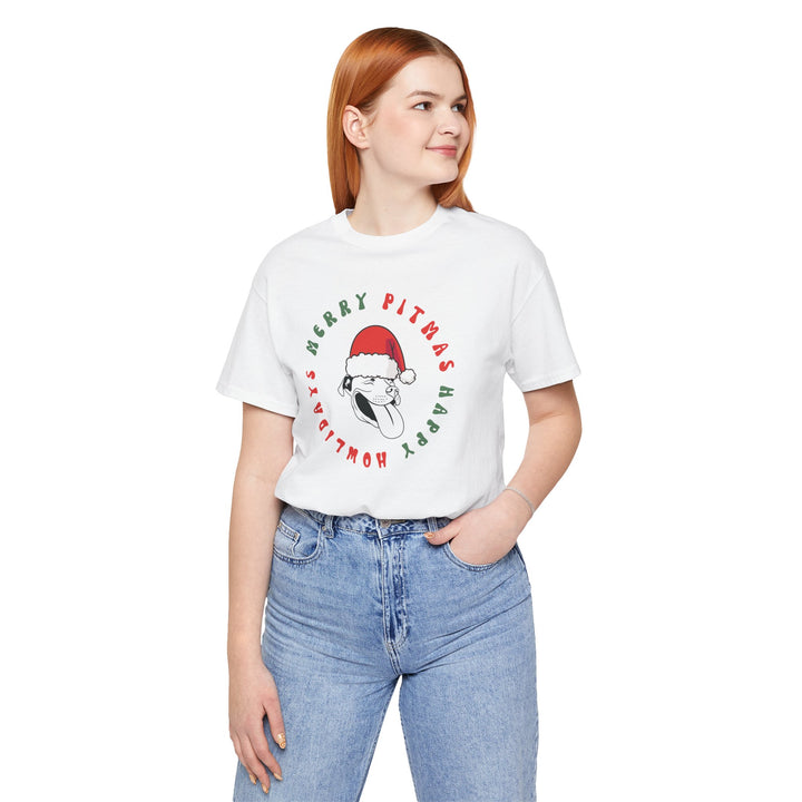 Merry Pitmas & Happy Howlidays Unisex Short Sleeve T-shirt