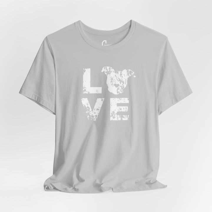 Distressed LOVE White Print Unisex Short Sleeve T-shirt