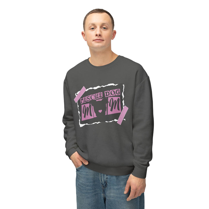 Rescue Dog Mom Paper Style Unisex Premium Sweatshirt