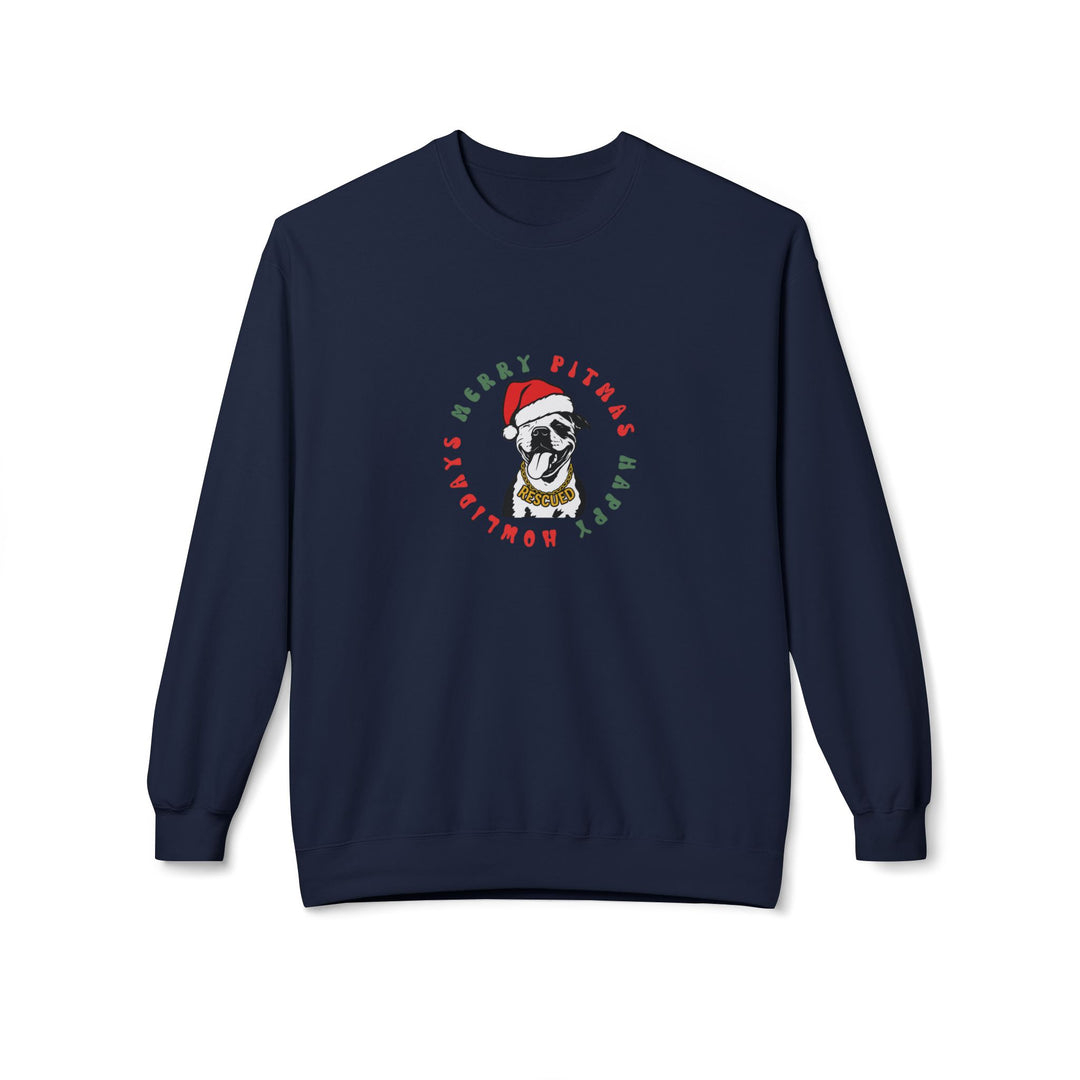 Merry Pitmas & Happy Howlidays Softstyle Fleece Crewneck Sweatshirt