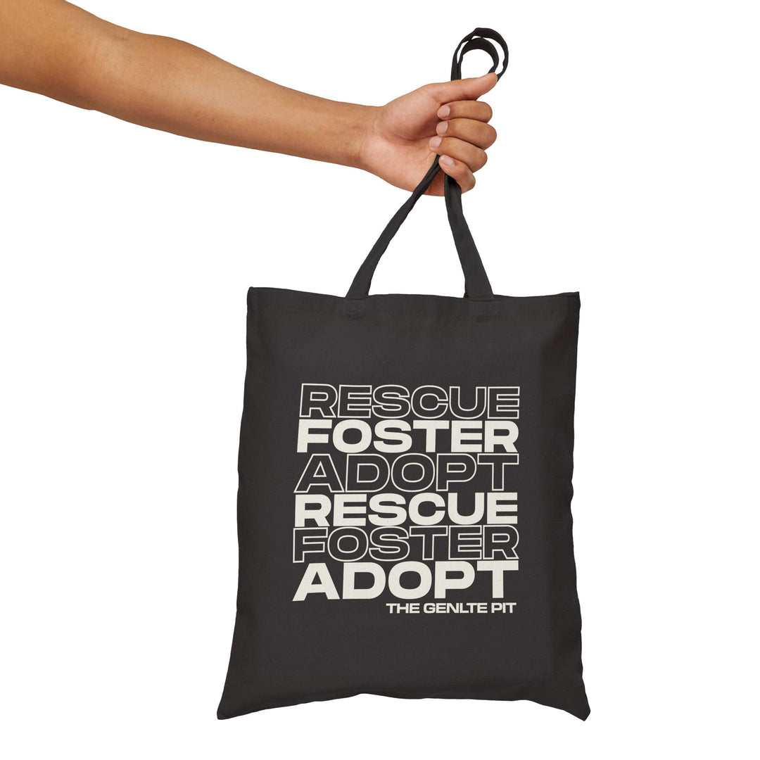 Rescue Foster Adopt Stacked Cotton Canvas Tote Bag