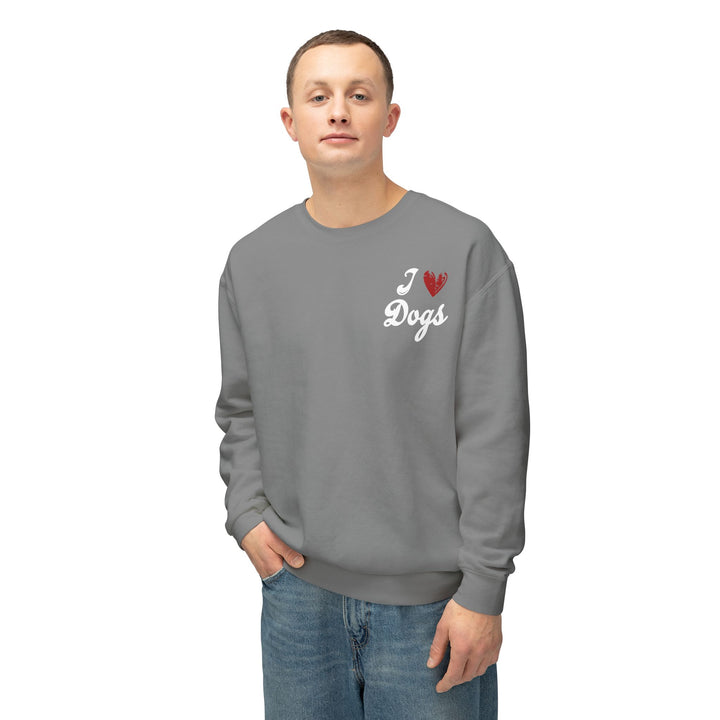 I Love Dogs Chest Emblem Crew Neck Sweatshirt