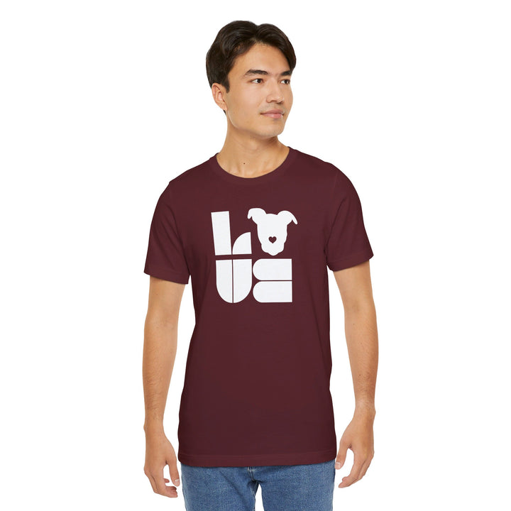 LOVE White Print Design - Unisex Jersey Short Sleeve Tee