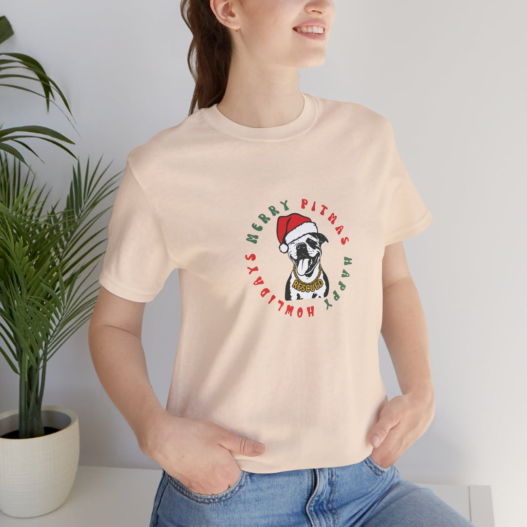 Merry Pitmas & Happy Howlidays Unisex Short Sleeve T-shirt