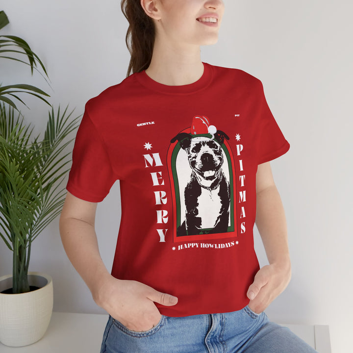 Merry Pitmas & Happy Howlidays Unisex Short Sleeve T-Shirt