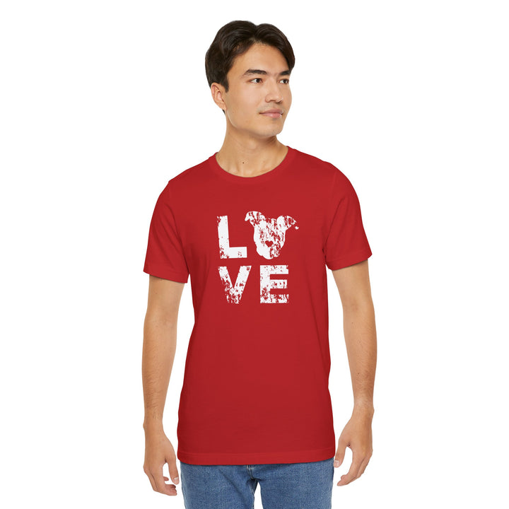 Distressed LOVE White Print Unisex Short Sleeve T-shirt