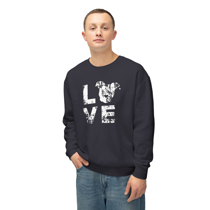 LOVE Distressed Print Unisex Premium Sweatshirt