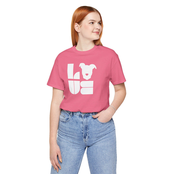 LOVE White Print Design - Unisex Jersey Short Sleeve Tee