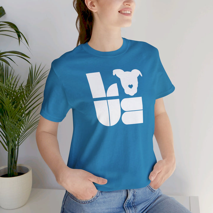 LOVE White Print Design - Unisex Jersey Short Sleeve Tee